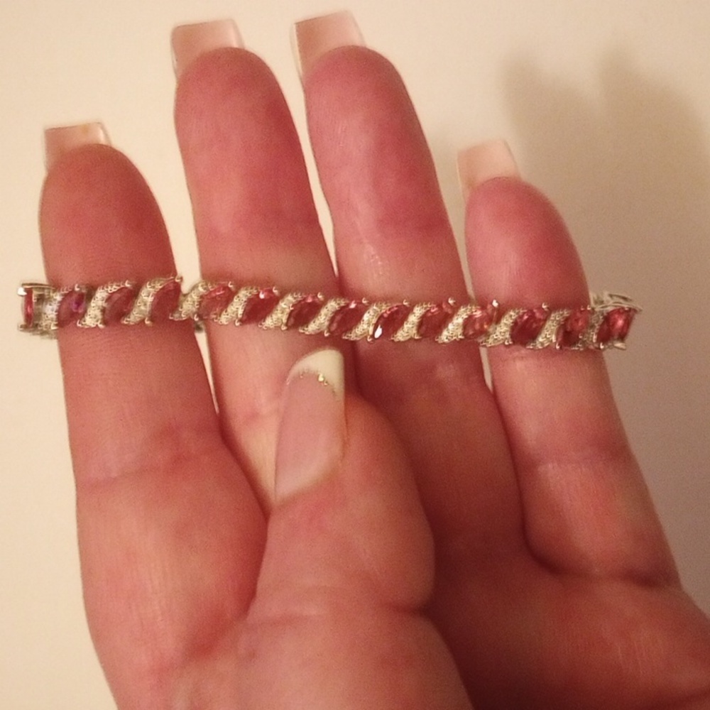 20ct genuine pink Crystal white gold plated bracelet
